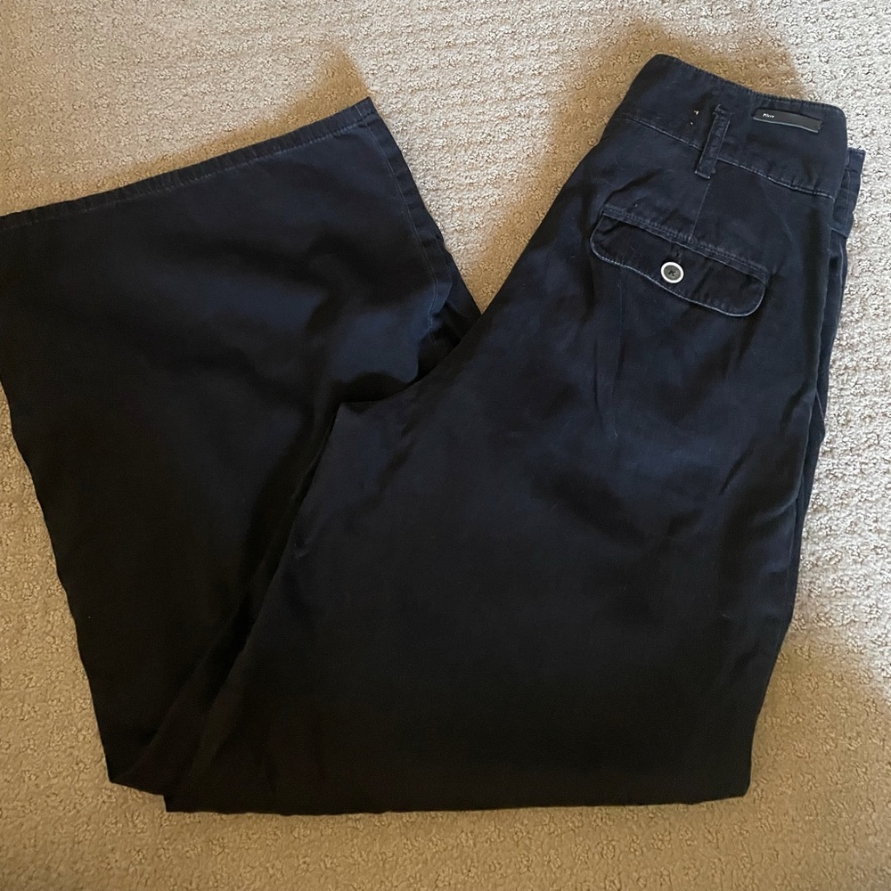 Anthropologie pilcro black wide leg flare pant high waist button 30